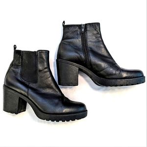 Vagabond Grace Black Leather Block Heel Ankle Boots EU 41